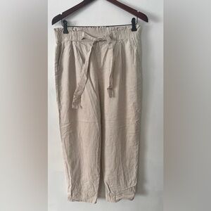 Linen Blend Pants with Tie Waist